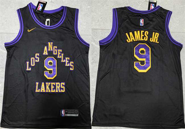 Mens Los Angeles Lakers #9 Bronny James Jr. Black 2024 Draft Stitched Basketball Jersey,We sell and wholesale Mens Los Angeles Lakers #9 Bronny James Jr. Black 2024 Draft Stitched Basketball Jersey on line form chian!